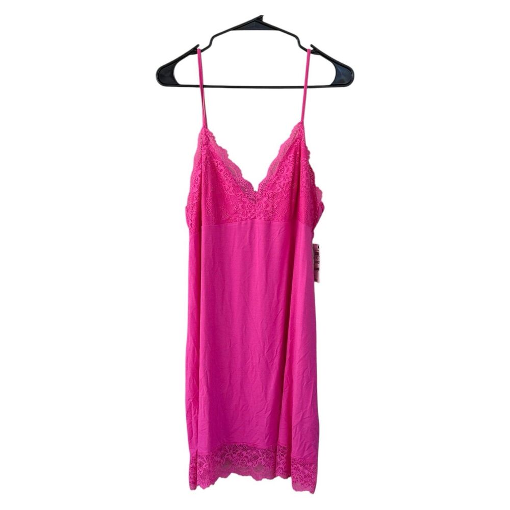I.n.c. International Concepts Women's Modal Pink Knit Lace-Trim Chemise NWT XL